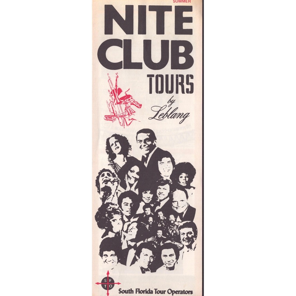 Vintage Leblang Nite Club Tours Sunrise Musical Theatre South Florida Flyer VG+ - Picture 1 of 2